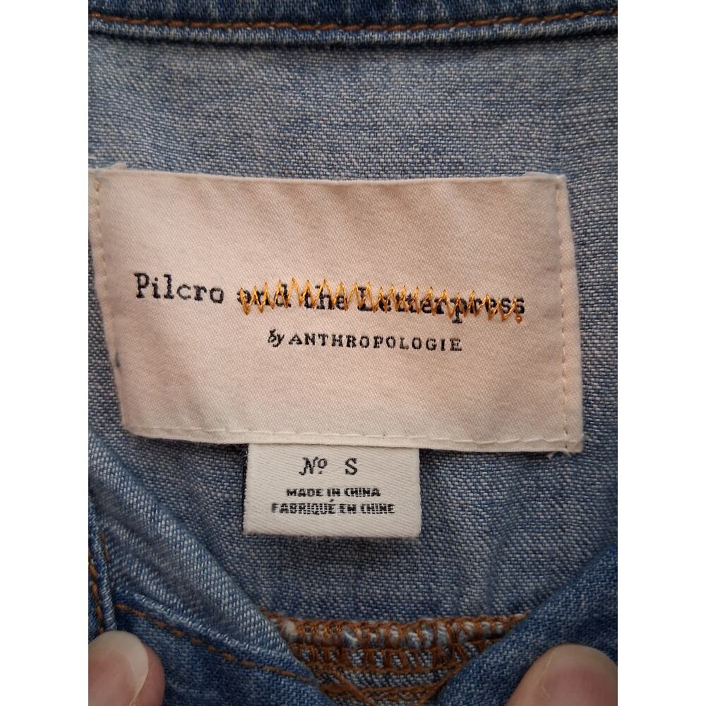 Anthropologie Pilcro & the Letterpress Denim Jumpsuit Womens Small Long Utility - Picture 3 of 12